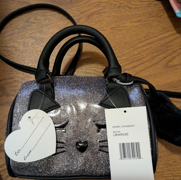 NWT Betsey Johnson Glitter Cat 😺🐈 Barrel Crossbody - Picture 5 of 7